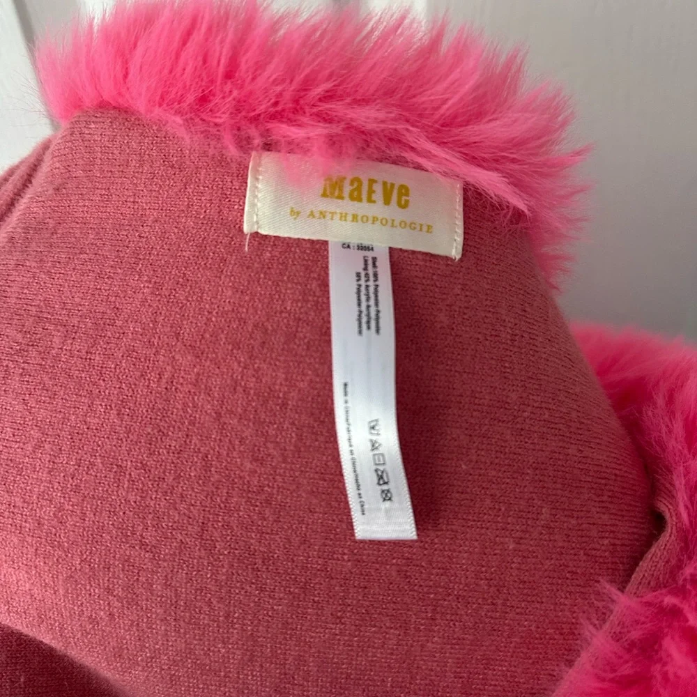 Anthropologie Pink Faux Fur Wrap Scarf